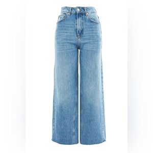 Topshop - Cropped Wide Leg Blue Denim Jeans